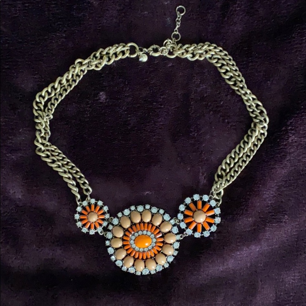 J Crew Starburst Necklace in Brass and Enamel